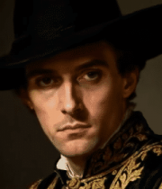 戴宽檐帽复古装扮男子特写1018#横屏 