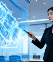 商务女性演示虚拟机械模型4652#横屏 