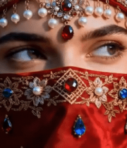 戴华丽头饰面纱的女性特写13551#横屏 