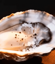 带盐粒的新鲜生蚝特写12729#横屏 