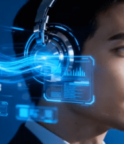 戴耳机男子与科技元素画面8719#横屏 