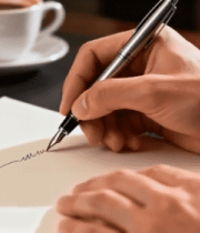 商务人士笔记本上写字画面8316#横屏 