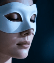 戴白色面具女性特写5770#横屏 