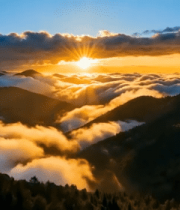 山峦云海间的日出美景8377#横屏 