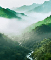 山间云雾缭绕的自然风光7737#横屏 