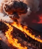 山林火灾浓烟滚滚景象2434#横屏 