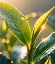 带露珠的鲜嫩茶叶特写3217#横屏 