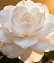 带水珠的白色山茶花特写1846#横屏 