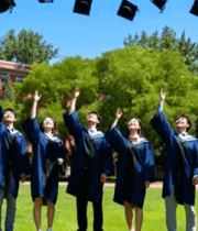 大学生抛学士帽毕业留念12252#横屏 