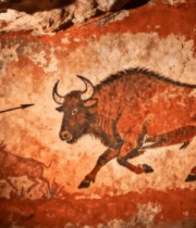 山洞内原始人狩猎壁画素材1862#横屏 