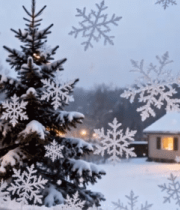 	 窗边雪景圣诞树景观14583#横屏 