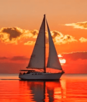 大海帆船日落景象6703#横屏 