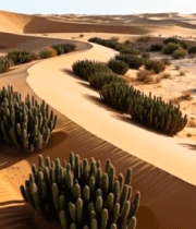 沙漠中的仙人掌绿植景观12702#横屏 