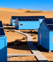 沙漠中带太阳能板的蓝色小屋6483#横屏 