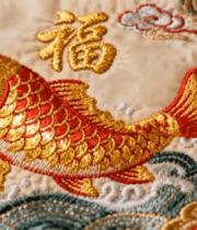 刺绣锦鲤福字传统手工艺6784#横屏 