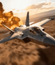 沙漠上空战斗机爆炸素材13597#横屏 