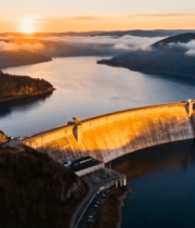 大坝湖泊日出全景4270#横屏 