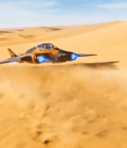 沙漠上空飞行的科幻宇宙飞船619#横屏 