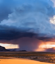 沙漠日落时分壮丽云层景观3176#横屏 