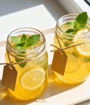 	 窗边托盘上的柠檬薄荷饮料4067#横屏 