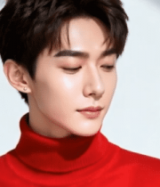 穿红高领毛衣男子特写771#横屏 