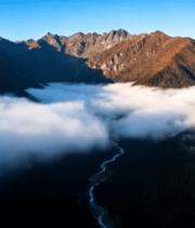 川西群山云雾森林航拍风景11104#横屏 