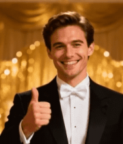 穿礼服男士竖拇指微笑560#横屏 