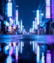 赛博朋克风格城市街道夜景3889#横屏 