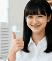 穿白衬衫女性竖拇指微笑2816#横屏 