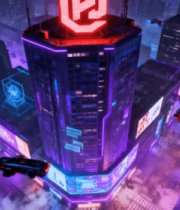 赛博朋克风格城市夜景俯瞰687#横屏 