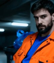 	 穿橙色工装男子于地下停车场9776#横屏 