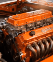 橙色汽车发动机特写素材7306#横屏 