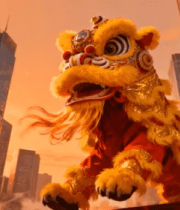 城市中舞狮表演场景12777#横屏 