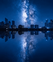 城市夜景与星空倒影素材11026#横屏 