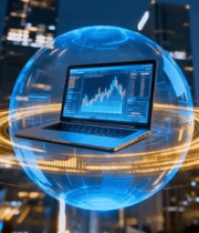 城市夜景中科技感电脑特效画面8587#横屏 