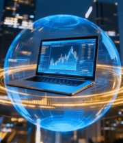 城市夜景中科技感电脑特效画面8587#横屏 