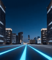 城市夜间高楼与发光道路景观12635#横屏 