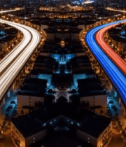 城市夜景高架车流俯瞰7245#横屏 