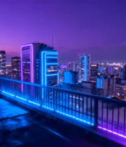 城市夜景高楼天台视角10868#横屏 