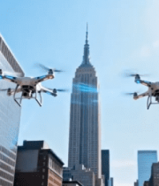 城市上空无人机飞行画面12019#横屏 