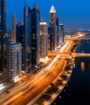 城市夜景高楼与车流俯瞰2770#横屏 