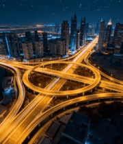 	 城市夜景高架交通俯瞰画面2088#横屏 