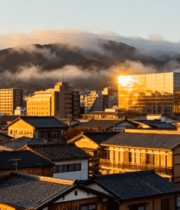 城市夕阳下的传统民居与建筑7796#横屏 