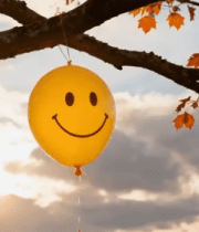 秋日树枝上的笑脸气球7765#横屏 