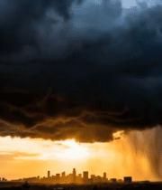 城市上空暴雨前乌云密布景象7387#横屏 