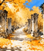 秋日石柱林荫道风景7413#横屏 