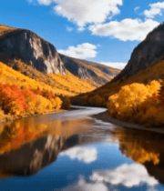 秋日山谷河流自然风光(1)6686#横屏 