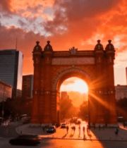 城市落日下的凯旋门景观13903#横屏 