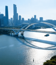 城市桥梁与高楼全景5535#横屏 