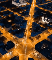 城市街道夜景航拍10342#横屏 